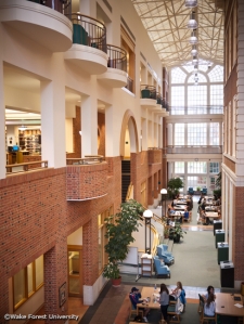 Wake Forest students work in the atrium of the Z. Smith Reynolds Library on Wednesday, November 16, 2011.